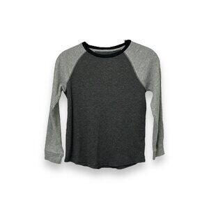 Old Navy Boys Long Sleeve Raglan Crew Top M Grey Waffle Knit Cotton/Polyester
